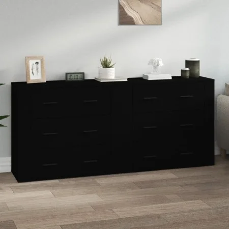 Sideboards 2 Stück schwarzes Sperrholz von vidaXL, Sideboards - Ref: Foro24-3185408, Preis: 194,34 €, Rabatt: %