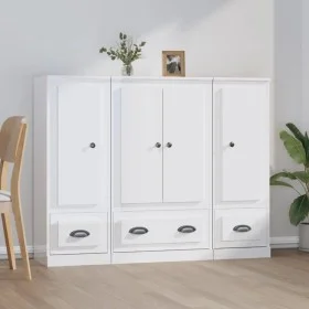 Aparador alto de madera 3 piezas contrachapada blanco brillo de vidaXL, Aparadores - Ref: Foro24-3185297, Precio: 220,43 €, D...