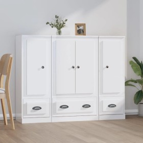 Hohes Holz-Sideboard, 3-teilig, glänzendes weißes Sperrholz von vidaXL, Sideboards - Ref: Foro24-3185297, Preis: 223,52 €, Ra...