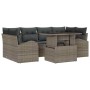 Conjunto de sofá de jardín con cojín 7 pcs Gris Poliratán