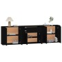 Aparadores 3 piezas madera contrachapada negro de vidaXL, Aparadores - Ref: Foro24-3185416, Precio: 248,22 €, Descuento: %