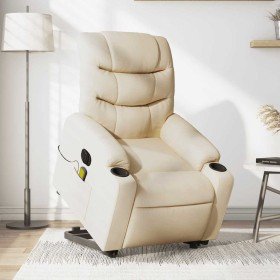 Sillón de masaje eléctrico reclinable elevable tela crema Sillón de masaje eléctrico reclinable elevable tela crema