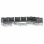 9-teiliges Gartenmöbel-Set mit Kissen aus weißem Stahl von vidaXL, Gartensets - Ref: Foro24-3186914, Preis: 554,83 €, Rabatt: %