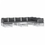 9-teiliges Gartenmöbel-Set mit Kissen aus weißem Stahl von vidaXL, Gartensets - Ref: Foro24-3186914, Preis: 563,40 €, Rabatt: %