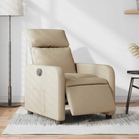 Sillón reclinable eléctrico de tela crema