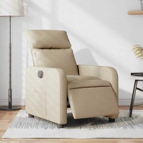 Sillón reclinable eléctrico de tela crema en Sillones | Comprar online en Foro24
