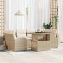 Conjunto de sofá de jardín con cojín 7 pcs Beige Poliratán