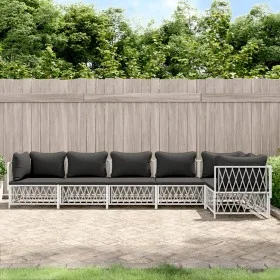 6-piece garden furniture set with cushions white steel by vidaXL, Garden sets - Ref: Foro24-3186876, Price: 406,64 €, Discoun...