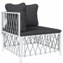 Juego de muebles de jardín 6 piezas con cojines acero blanco de vidaXL, Conjuntos de jardín - Ref: Foro24-3186876, Precio: 40...