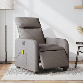 Sillón reclinable de masaje eléctrico tela gris taupe Sillón reclinable de masaje eléctrico tela gris taupe