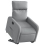 Sillón reclinable elevable de tela gris claro