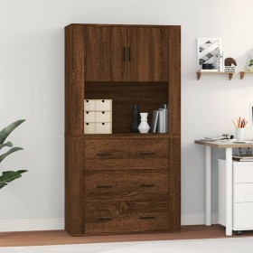 Tall oak brown plywood sideboard by vidaXL, Sideboards - Ref: Foro24-3185390, Price: 153,66 €, Discount: %