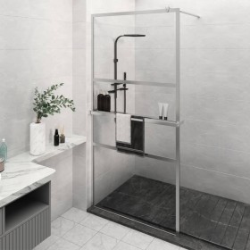 Mampara ducha con estante vidrio ESG y aluminio cr