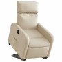 Sillón reclinable elevable de tela color crema