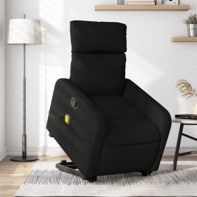Sillón reclinable de masaje elevable tela negro Sillón reclinable de masaje elevable tela negro