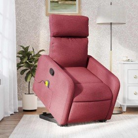 Sillón reclinable de masaje elevable tela rojo tinto en Sillones | Comprar online en Foro24