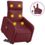 Sillón reclinable de masaje elevable tela rojo tinto