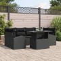 Conjunto de sofá de jardín con cojín 7 pcs Negro Poliratán