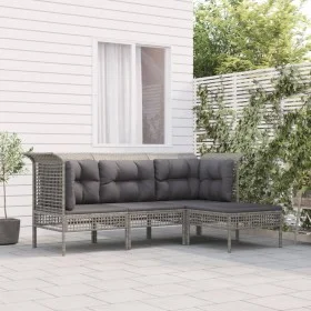 4-teiliges Gartenmöbel-Set und graue synthetische Rattankissen von vidaXL, Gartensets - Ref: Foro24-3187501, Preis: 224,42 €,...