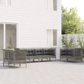 8-piece garden furniture set and gray synthetic rattan cushions by vidaXL, Garden sets - Ref: Foro24-3187493, Price: 468,89 €...