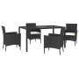 5-teiliges Gartenmöbel-Set mit schwarzen synthetischen Rattankissen von vidaXL, Gartensets - Ref: Foro24-3187318, Preis: 338,...