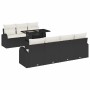 Conjunto de sofá de jardín con cojín 8 pcs Negro Poliratán