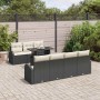 Conjunto de sofá de jardín con cojín 8 pcs Negro Poliratán