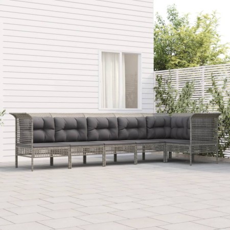 6-teiliges Gartenmöbel-Set und graue synthetische Rattankissen von vidaXL, Gartensets - Ref: Foro24-3187509, Preis: 400,61 €,...