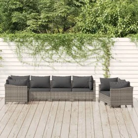 7-piece garden furniture set with gray synthetic rattan cushions by vidaXL, Garden sets - Ref: Foro24-3187288, Price: 592,14 ...