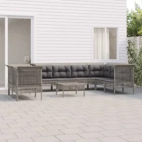 9-piece garden furniture set and gray synthetic rattan cushions by vidaXL, Garden sets - Ref: Foro24-3187546, Price: 490,33 €...