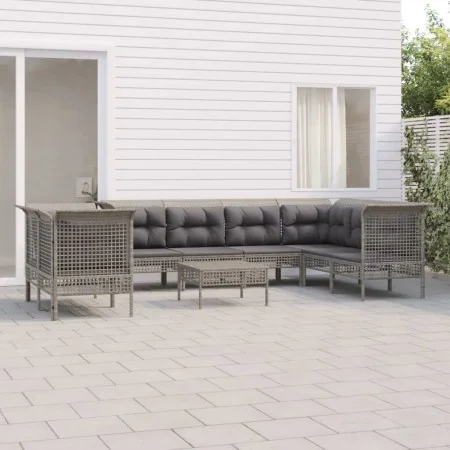 9-piece garden furniture set and gray synthetic rattan cushions by vidaXL, Garden sets - Ref: Foro24-3187546, Price: 490,33 €...