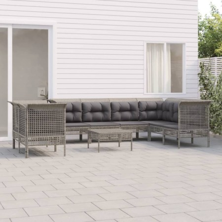 9-teiliges Gartenmöbel-Set und graue synthetische Rattankissen von vidaXL, Gartensets - Ref: Foro24-3187546, Preis: 503,00 €,...