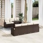 Conjunto de sofá de jardín con cojín 8 pcs Marrón Poliratán