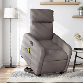 Sillón de masaje eléctrico reclinable elevable tela taupé Sillón de masaje eléctrico reclinable elevable tela taupé