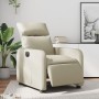 Sillón reclinable eléctrico de cuero sintético crema
