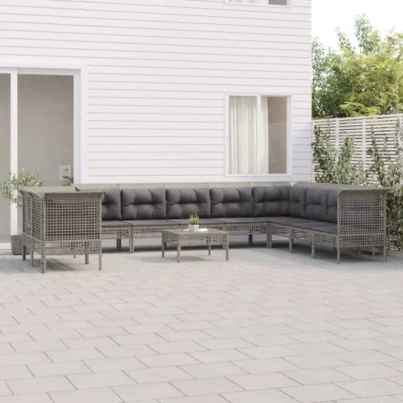 11-teiliges Gartenmöbel-Set und graue synthetische Rattankissen von vidaXL, Gartensets - Ref: Foro24-3187536, Preis: 630,39 €...