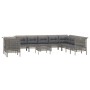 Set de muebles de jardín 11 pzas y cojines ratán sintético gris