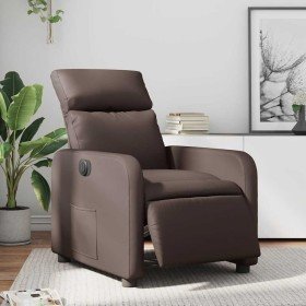 Sillón reclinable eléctrico de cuero sintético marrón Sillón reclinable eléctrico de cuero sintético marrón