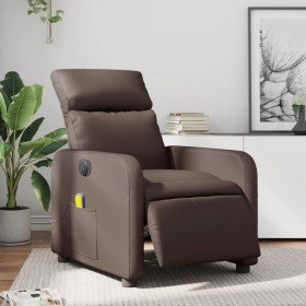 Sillón de masaje reclinable eléctrico cuero sintético marrón en Sillones | Comprar online en Foro24