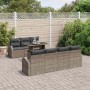 Conjunto de sofá de jardín con cojín 8 pcs Gris Poliratán
