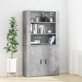 Concrete gray plywood tall sideboard by vidaXL, Sideboards - Ref: Foro24-3185363, Price: 162,25 €, Discount: %