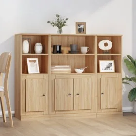 3-teiliges hohes Sideboard aus Sonoma-Eichensperrholz von vidaXL, Sideboards - Ref: Foro24-3185306, Preis: 196,15 €, Rabatt: %