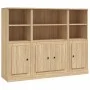 3-teiliges hohes Sideboard aus Sonoma-Eichensperrholz von vidaXL, Sideboards - Ref: Foro24-3185306, Preis: 202,54 €, Rabatt: %