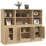 3-teiliges hohes Sideboard aus Sonoma-Eichensperrholz von vidaXL, Sideboards - Ref: Foro24-3185306, Preis: 202,54 €, Rabatt: %