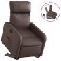 Sillón reclinable elevable cuero sintético marrón