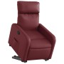 Sillón reclinable elevable cuero artificial rojo tinto