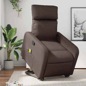 Sillón reclinable de masaje de pie de cuero sintético marrón