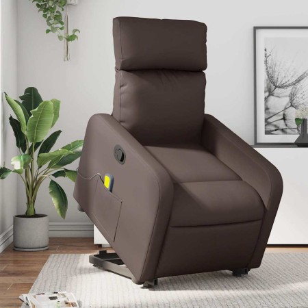 Sillón reclinable de masaje de pie de cuero sintético marrón