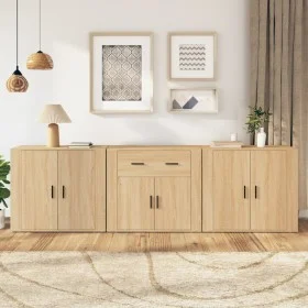 Sideboards 3 pieces plywood oak Sonoma color by vidaXL, Sideboards - Ref: Foro24-3185418, Price: 248,52 €, Discount: %