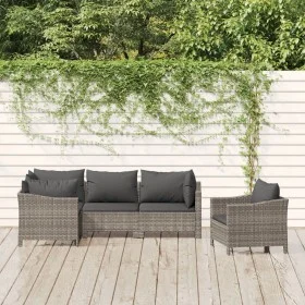 5-teiliges Gartenmöbel-Set und graue synthetische Rattankissen von vidaXL, Gartensets - Ref: Foro24-3187280, Preis: 426,95 €,...